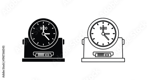 Clocks Black and White Line Art Vector