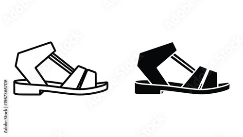 Comparison of two different sandal designs with distinct strap configurations