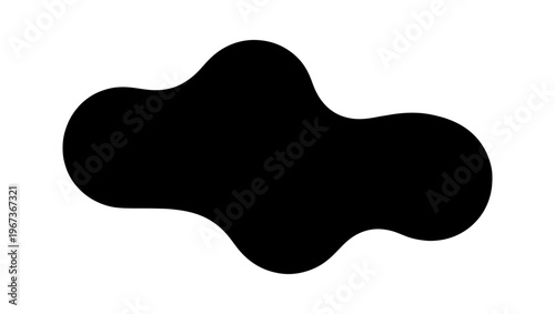 Minimalist black organic blob vector, abstract fluid liquid shape, smooth curved amoeba silhouette for modern graphic design and branding
