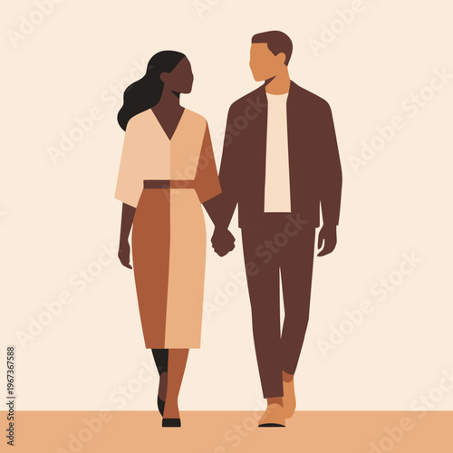 diverse couple walking in autumn fashion