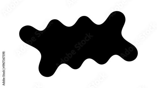 Abstract organic blob shape, black liquid splash vector element, wavy amoeba silhouette for modern graphic design and branding layouts