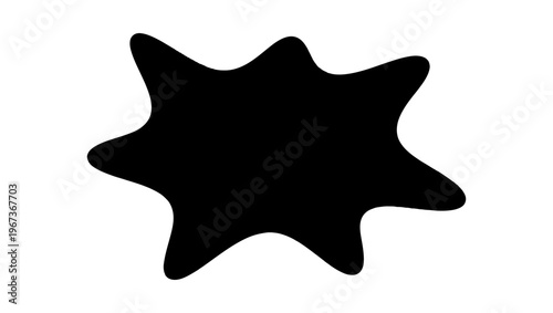 Black splash silhouette vector, organic liquid ink blot shape, abstract irregular starburst element for graphic design and logo branding