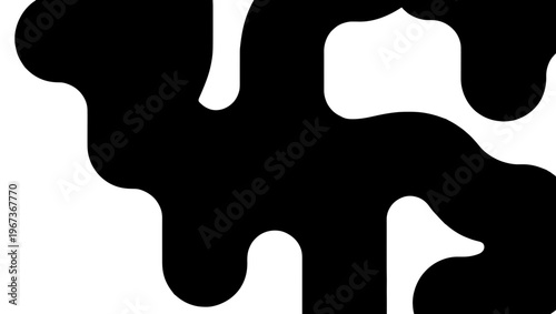 Abstract liquid blob shape, black organic fluid silhouette on white background, minimalist wavy vector element for modern graphic design