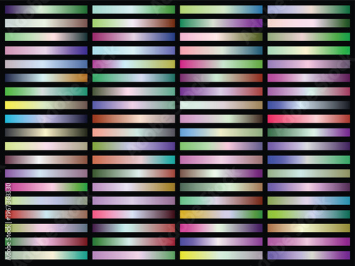 Colorful metallic gradient stripes in horizontal arrangement with varied iridescent hues