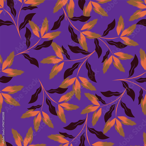 Seamless floral pattern, liberty ditsy print of mini plants in delicate pastel colors. Cute botanical design of tiny hand-drawn flowers and small leaves. Simple romantic pattern. Vector illustration.