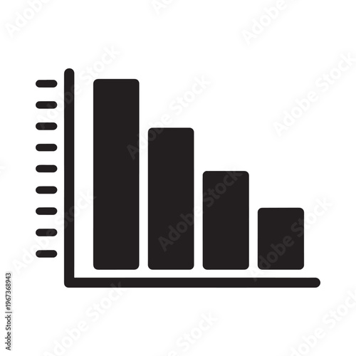 Simple black bar graph illustrating decreasing data points with vertical axis