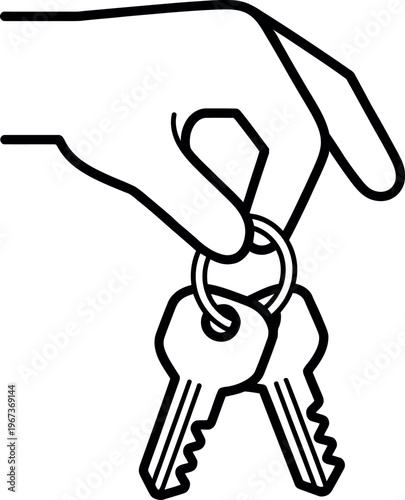 A hand holding a set of keys with a small keyring loop attached to them