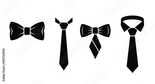 Four different styles of neckwear presented in black silhouette