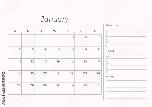 Beige weekly planner template with priorities to do and notes