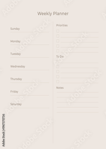 January 2026 monthly planner template with priorities to do and notes