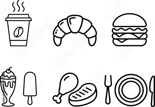 Iconic illustrations of popular fast food and drink items