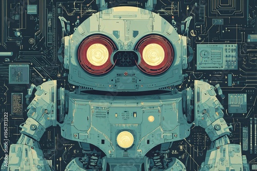 futuristic vector robot design with circuits