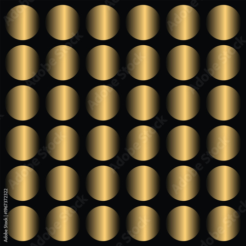Seamless Pattern of Golden Circles on Black Background Texture circular