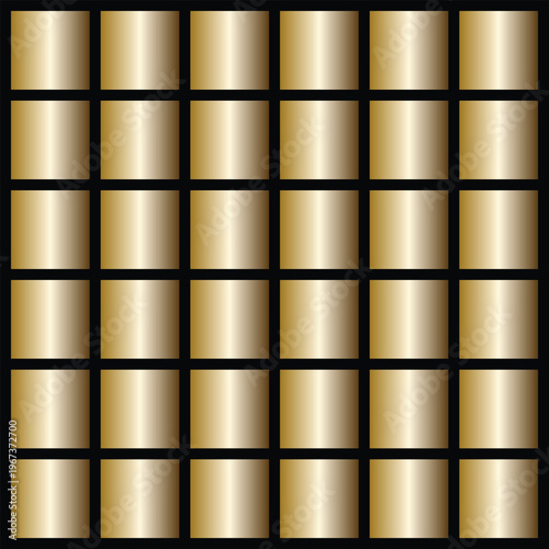 Seamless Gold Gradient Square Pattern on Black Grid Background