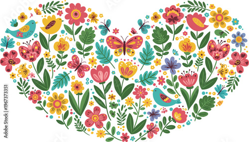 
Watercolor composition heart of summer meadow flowers