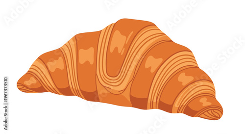 Delicious golden brown buttery croissant pastry for breakfast or bakery menu themes isolated on a plain white background.
