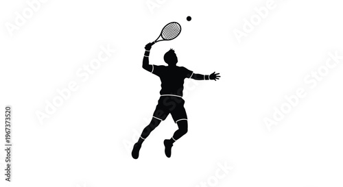 A tennis player preparing to strike a ball in dynamic motion silhouette