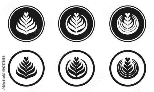 hand drawn latte art rose shape, vector illustration isolated on white background.