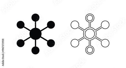 Molecular Structure Black and White Vector