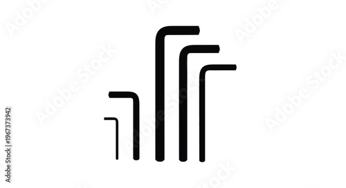 Assorted allen wrenches displayed in a minimalist black silhouette