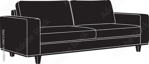 Black couch with white outlines sofa furniture