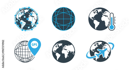 Global geography and travel vector icons - Glyph solid icon - Editable modern style icon - Clipart, sticker - icon set - Clipart
