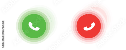 Answer and decline phone call buttons. Phone call. Telephone sign. Accept call and decline phone icons. vector