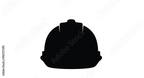 Black construction helmet silhouette on transparent background