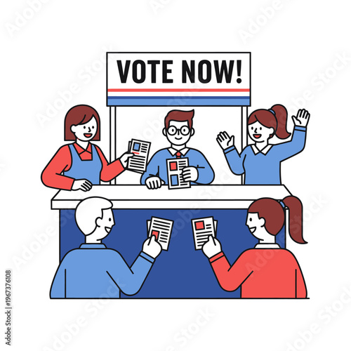 People casting votes at a polling station during elections.