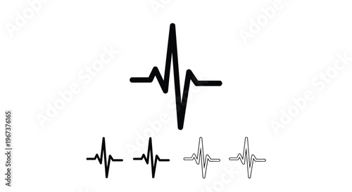 Heartbeat graphic with varying line weights a striking silhouette on transparent background
