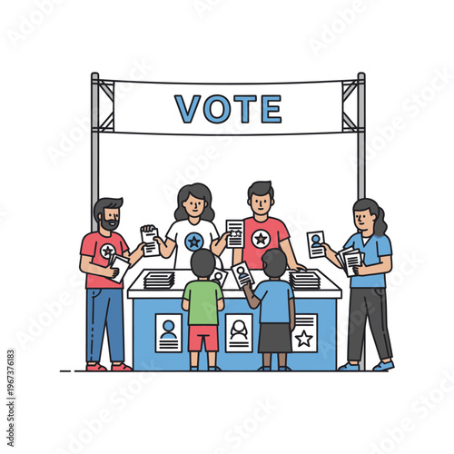 People voting at a polling station during elections.