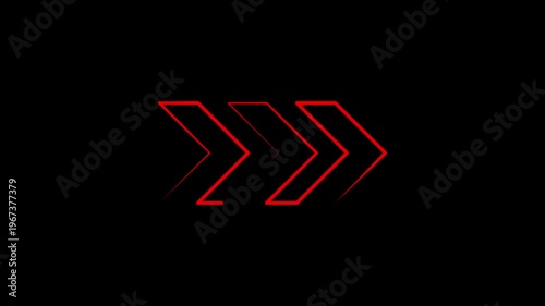 Glowing Red Directional Arrow Animation on Black Background