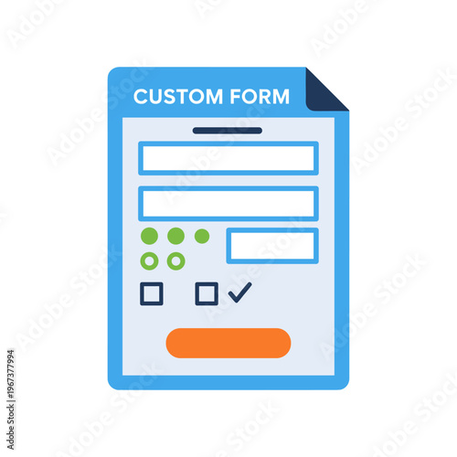 custom form template with checkboxes and submit button flat design vector illustration