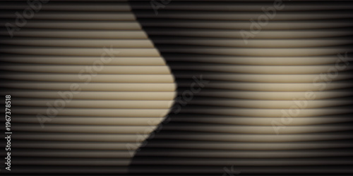 Dark brown beige orange ribbed glass. Vector ribbed glass texture background. Mesh gradient. acrylic ribbed bath surface. Reeded glass background semitransparent overlay. Bath wall window