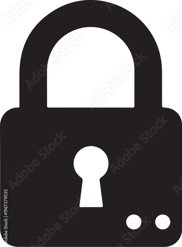 Black padlock with white keyhole and dots security