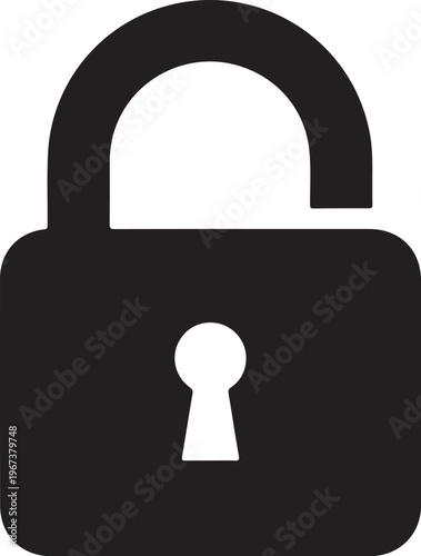 Black padlock with white keyhole security