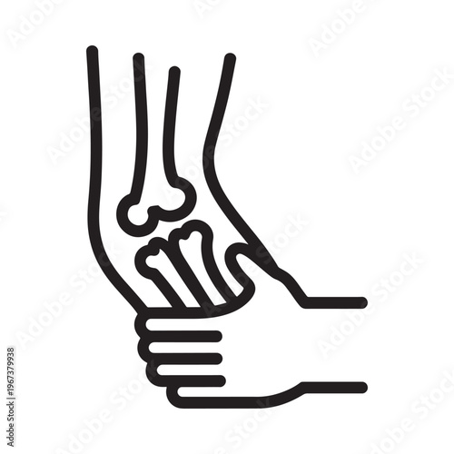 Simple line drawing depicts a human wrist and hand bones structure