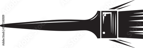 Black paintbrush with metal ferrule painting tool