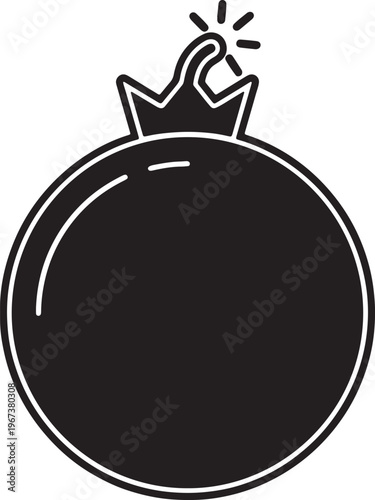 Black bomb with glowing white fuse spark on transparent background also transparent background explosive