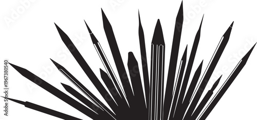 Black paintbrushes on white background supplies