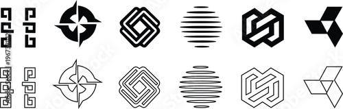 Bild auf Leinwand This abstract geometric icon set features diverse of modern designed with clean lines, balanced shapes, and creative sigs