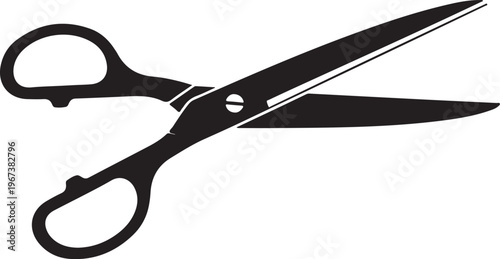 Black scissors on white background