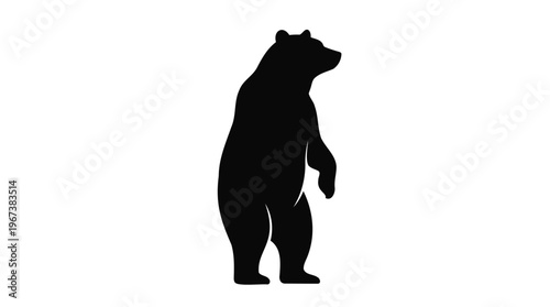 Dynamic silhouette of a majestic bear standing tall on its hind legs, symbolizing strength, wilderness, and power, perfect for various graphic design projects and educational content