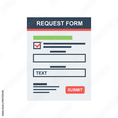 online request form with checkbox and submit button flat design vector illustration