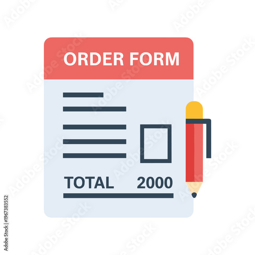 order form with pen and total amount vector illustration flat design