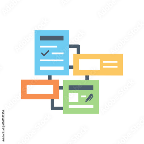 checklist approval process workflow with documents and clipboard flat design vector illustration