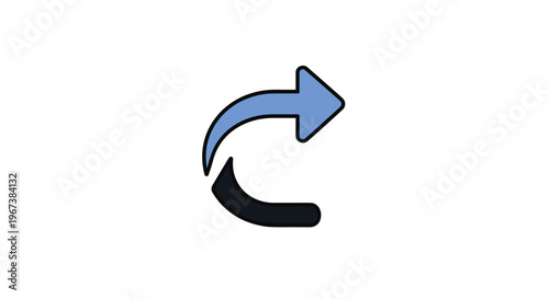 Blue and black curved arrows forming circular motion symbol represent refresh reload and synchronization processes in digital interface.