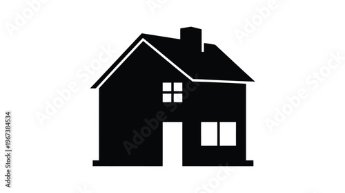 Clean vector graphic concept featuring a black house icon, ideal for real estate, home ownership, and property development visuals