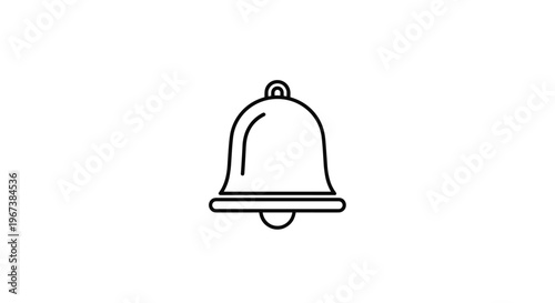 Classic notification bell icon in minimal line art style represents digital alerts reminders and incoming messages for mobile applications.