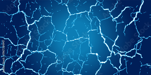 Abstract Blue Cracked Ice or Lightning Pattern Background - Dynamic texture representing power, damage, frozen effects, or futuristic energy